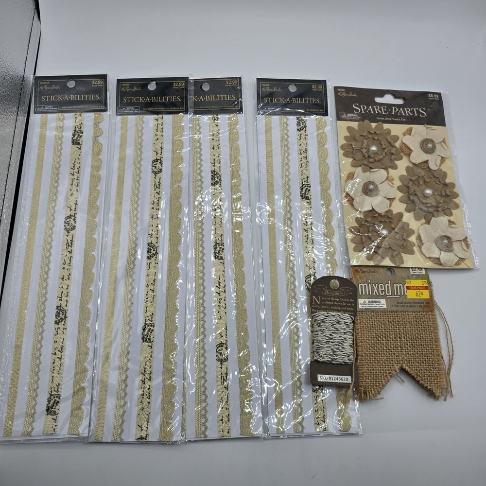 The Paper‎ Studio Stickabilities Glitter Border Stickers Spare Parts Flowers